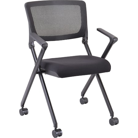 Lorell Plastic Arms Mesh Back Nesting Chair, PK2 41845